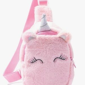 Charming Pink Unicorn Kids Plush Bag